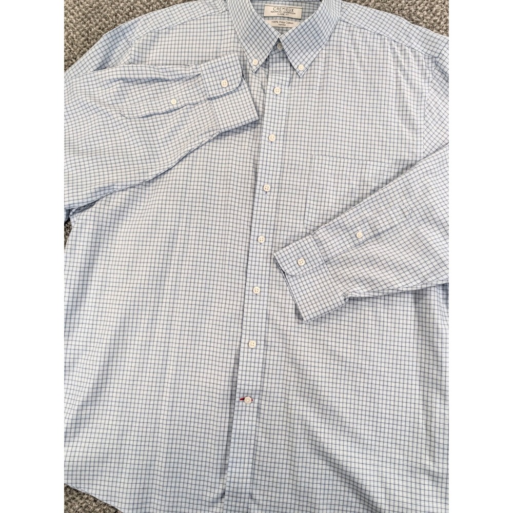 Cremieux Advanced Generation Blue Check Pima Cotton Non-Iron Shirt 18 35